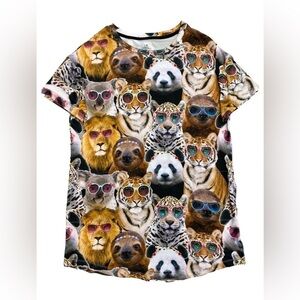 SECRET TREASURE Women’s Tan Lion Tiger Sloth Panda Bear Sleep Shirt PLUS SIZE 3X